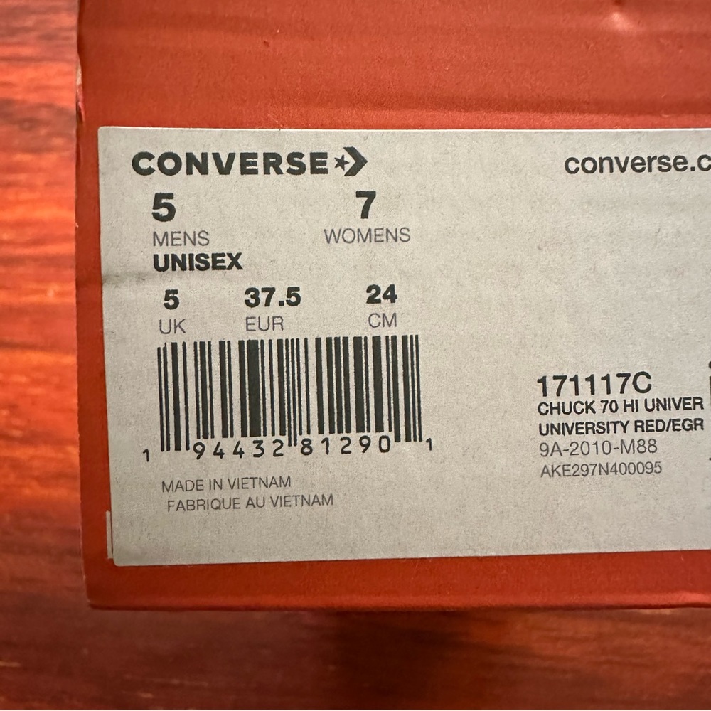 Brand New Converse Chuck Taylor Hi Valentine’s Day “Made With Love” Shoes - Sz 7 - Picture 5 of 7